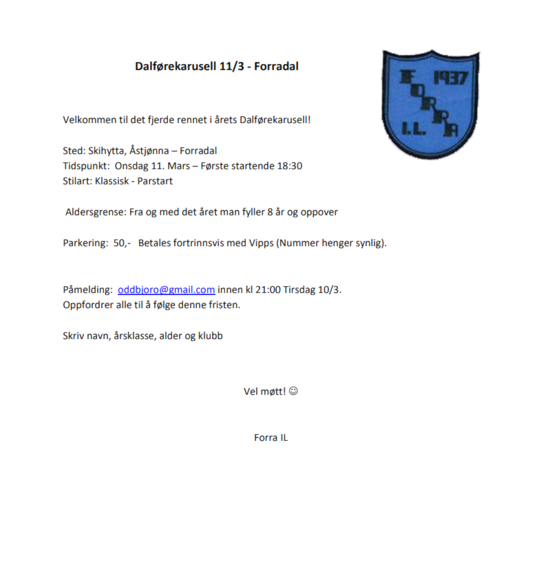 Dalførekarusell 11/3 - Forradal